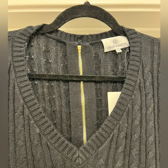 NWT Chloe Kristyn Zip Back Cotton / Cashmere Knit Sweater - Picture 9 of 15